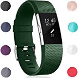 GEAK For Fitbit Charge 2 Bands, Classic Sports Replacement Bands for Fitbit Charge 2, Large Classic-Olivegreen