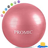 PROMIC Professional Grade Static Strength Exercise Stability Balance Ball with Foot Bump,55cm,Red
