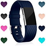 Wepro Replacement Bands for Fitbit Charge 2 HR, Small, Navy Blue, Diamond Shape