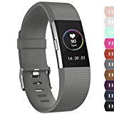 For Fitbit Charge 2 Bands, Adjustable Replacement Bands with Metal Clasp for Fitbit Charge 2 Wristbands Classic Edition Grey Small