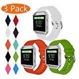 KingAcc Fitbit Blaze Bands, Soft Accessory Replacement Band for Fitbit Blaze, With Metal Buckle Fitness Wristband Strap Women Men (3-Pack, White&Orange&Green, Large) [No Frame]