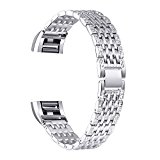 bayite For Fitbit Charge 2 Bands, Replacement Bracelet Metal Bling Bands for Fitbit Charge 2 Silver Band with Rhinestone
