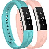 Tobfit for Fitbit Alta Bands(2 PACK), Large, Teal/Blush Pink
