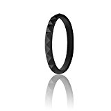 ROQ Silicone Wedding Ring For Women, Single Stackable Diamond Silicone Rubber Wedding Bands – Black – Size 9