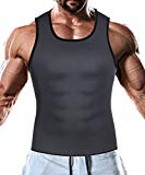 Men Waist Trainer Corset Vest for Weight Loss Hot Neoprene Body Shaper Tank Top Sauna Suit Shirt No Zip Trimmer (M, Black and Bule Inner Sauna Sweat Suits)