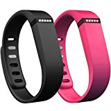 For Fitbit Flex Bands, SKYLET Silicone Replacement Bands for Fitbit Flex with Fastener Ring (No Tracker) (Large,Black&Rose Red)