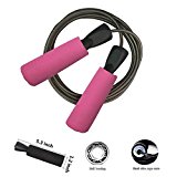 MAXSOINS Professional Adjustable Steel Wire Jump Rope with Carrying Pouch by Fitness Factor Ergonomic,Durable,Easy to Adjust Premium Jump Rope All Heights and Skill Levels,Pink Black
