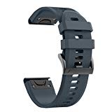 ANCOOL for Garmin Fenix 5 Band Easy Fit 22mm Width Soft Silicone Watch Strap for Garmin Fenix 5/Fenix 5 Plus/Forerunner 935/Approach S60/Quatix 5 [NOT for Fenix 5X] – Slate