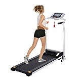 Anfan Folding Electric Treadmill, Fitness Running Machine with Led Display for Cardio Fitness Training (US STOCK) (White)