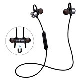 ESTAVEL Bluetooth Headphone IPX5 Level Bluetooth 4.1 Wireless Stereo with Microphone Sport Magnetic Headset In-Ear Earphone for Other Smartphones or Bluetooth Devices (Black)