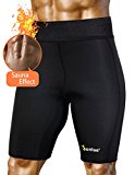 Men’S Weight Loss Sauna Hot Sweat Thermo Shorts Body Shaper Neoprene Athletic Yoga Pants Gym Tummy Fat Burner Slimming (Black, L)