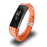 GreenInsync Bands for Fitbit Alta, Fitbit Alta Bands Replacement Small Size with Metal Clasp For Fitbit Alta HR/Fitbit Alta/Fitbit Ace Sport Arm Band No Tracker, Polk Dot(Orange)