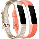 Tobfit for Fitbit Alta Bands(2 PACK), Small, Champagne Gold/Coral