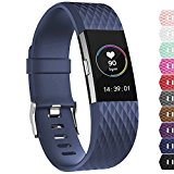 iGK For Fitbit Charge 2 Bands, Adjustable Replacement Bands with Metal Clasp for Fitbit Charge 2 Wristbands Special Edition Navy Large