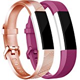 Tobfit for Fitbit Alta Bands(2 PACK), Small, Rose Gold/Fuchsia