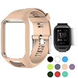 TUSITA WristBand for TomTom Runner 2 3/Spark/Spark 3/Golfer 2/Adventurer, Replacement Silicone Band Strap Accessory (Khaki)