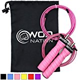 WOD Nation Attack Speed Jump Rope by Adjustable Jumping Ropes – Unique 2 Cable Skipping Workout System – 1 Heavy and 1 Light 11′ Cable – Perfect for Double Unders – Fits Men and Women