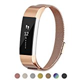 POY For Fitbit Alta Bands/For Fitbit Alta HR Bands, Stainless Steel Milanese Loop Metal Replacement Bracelet Strap with Unique Magnet Lock for Fitbit Alta/Fitbit Alta HR, Small Rose Gold