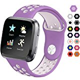 DEKER Fitbit Versa Bands for Women Men Small Large Wrist, Breathable Soft Fitness Sport Silicone Strap Replacement Accessories Wristbands for Fitbit Versa Smart Watch (Purple/Lavender, Small)