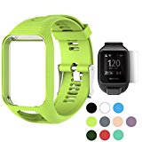 TUSITA WristBand for TomTom Runner 2 3/Spark/Spark 3/Golfer 2/Adventurer, Replacement Silicone Band Strap Accessory (Green)