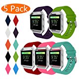 KingAcc Fitbit Blaze Bands, Soft Accessory Replacement Band for Fitbit Blaze, With Metal Buckle Fitness Wristband Strap Women Men (5-Pack, Red&Rose&Purple&TealBlue&Green, Large) [No Frame]