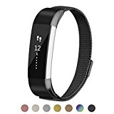 POY For Fitbit Alta Bands/For Fitbit Alta HR Bands, Stainless Steel Milanese Loop Metal Replacement Bracelet Strap with Unique Magnet Lock for Fitbit Alta/Fitbit Alta HR, Small Black