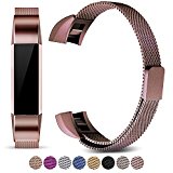 For Fitbit Alta and Alta HR Magnetic Bands, Konikit Band Milanese Loop Stainless Steel Metal Replacement Bracelet Strap, Wristbands Accessories for Women Men (Coffee)