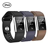 Swees For Fitbit Charge 2 Bands Sport Silicone Small & Large (5.7″ – 8.3″), 3 Packs Breathable Replacement Bands with Air Holes for Fitbit Charge 2 Women Men, Black, Grey, Navy Blue, Pink, White, Teal