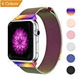 Bandx Milanese Loop Band for Apple Watch 38mm 42mm,Stainless Steel Mesh Band with Magnetic Closure for iWatch Series 3 Series 2 Series 1 (Colorful 42mm)