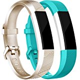 Tobfit for Fitbit Alta Bands(2 PACK), Large, Champagne Gold/Teal