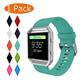 KingAcc Fitbit Blaze Bands, Soft Accessory Replacement Band for Fitbit Blaze, With Metal Buckle Fitness Wristband Strap Women Men (1-Pack, Teal Blue, Large) [No Frame]