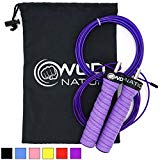 WOD Nation Attack Speed Jump Rope by Adjustable Jumping Ropes – Unique 2 Cable Skipping Workout System – 1 Heavy and 1 Light 11′ Cable – Perfect for Double Unders – Fits Men and Women