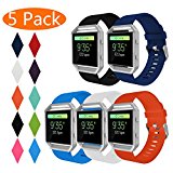 KingAcc Fitbit Blaze Bands, Soft Accessory Replacement Band for Fitbit Blaze, With Metal Buckle Fitness Wristband Strap Women Men (5-Pack, Black&SkyBlue&RockBlue&Orange&White, Small) [No Frame]