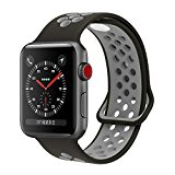 YC YANCH Greatou for Apple Watch Band 42mm,Soft Silicone Sport Band Replacement Wrist Strap for iWatch Apple Watch Series 3, Series 2, Series 1,Nike+,Sport,Edition,M/L,Black/Coolgray