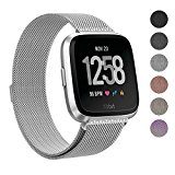 Swees for Fitbit Versa Bands for Women Men Small & Large, Milanese Stainless Steel Metal Magnetic Replacement Band for Fitbit Versa Smart Watch, Black, Champagne, Colorful, Rose Gold, Silver, Grey