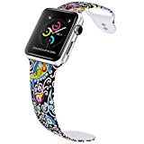 VODKE for Apple Watch Bands, Soft Silicone Strap Replacement iWatch Wristbands for Apple Watch Sport Series 3 Series 2 Series 1 Type-F218 38mm S/M