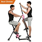 Tomasar Vertical Climber Machine Folding Stepper Exercise Machine for Home Gym Fitness Workout – 2 In 1 Climber and Exercise Bike – Adjustable Height [US STOCK] (2 In 1 Climber-Pink)