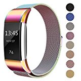 Swees For Fitbit Charge 2 Bands Metal Small & Large (5.5″ – 9.9″), Milanese Stainless Steel Magnetic Replacement Wristband for Fitbit Charge 2 Women Men, Silver, Champagne, Rose Gold, Black, Colorful