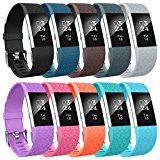 AIUNIT Fitbit Charge 2 Bands Large, Fitbit Charge 2 Accessories Replacement Bands Stylish to Coordinate with Daily Outfits Suitable for Women Men Boys Girls(10 pack)