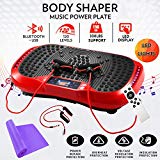 Reliancer Built-in Music Player Fitness Vibration Platform Whole Full Body Shaped Crazy Fit Plate Massage Workout Trainer Exercise Machine Plate w/Integrated USB Port&LED Light&Resistance Bands&Remote