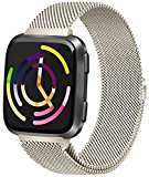 Vancle For Fitbit Versa Bands, Stainless Steel Milanese Mesh Loop Metal Replacement Wristbands with Magnet Lock for Fitbit Versa (Champagne, Small)