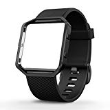 UMTELE For Fitbit Blaze Bands, Silicone Replacement Strap with Black Frame for Fitbit Blaze, Small, Black