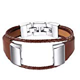 bayite For Fitbit Charge 2 Bands, Replacement Leather Bands Metal Clasp Fitbit Charge 2 Accessory Bracelet Light Brown Small