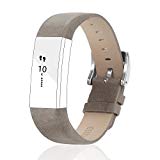 For Fitbit Alta HR Bands and for Fitbit Alta Bands, Genuine Leather Replacement Bands for Fitbit Alta and for Fitbit Alta HR (Suede Gray, For 5.5″-8.1″wrist)