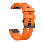 ANCOOL for Garmin Fenix 5 Band Easy Fit 22mm Width Soft Silicone Watch Strap for Garmin Fenix 5/Fenix 5 Plus/Forerunner 935/Approach S60/Quatix 5 [NOT for Fenix 5X] – Orange