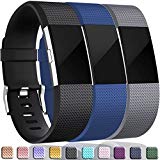 Wepro Replacement Bands for Fitbit Charge 2, 3-Pack For Fitbit Charge2 Wristbands, Large, Black, Sea Blue, Gray