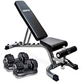 Merax Home Gym Deluxe Adjustable Dial Dumbbell & Foldable Utility Weight Bench Set (Without Dumbell StandStand)