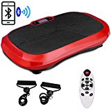 Goplus Fitness Vibration Machine Ultrathin Power Plate Full Body Shape Exercise Machine with Bluetooth Remote Control & Resistance Bands Vibration Workout Trainer (Red)