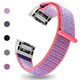 iGK For Fitbit Charge 2 Bands, Premium Woven Nylon Adjustable Replacement Bands Breathable Sport Strap with Metal Connector for Fitbit Charge 2 Rose Small