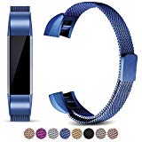 For Fitbit Alta and Alta HR Magnetic Bands, Konikit Band Milanese Loop Stainless Steel Metal Replacement Bracelet Strap, Wristbands Accessories for Women Men (Blue)